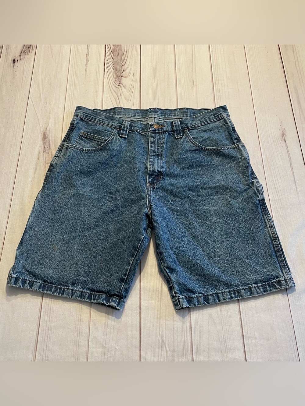 Vintage y2k Wrangler Denim Shorts Mens 36 Blue Carpenter Utility Relaxed Casual